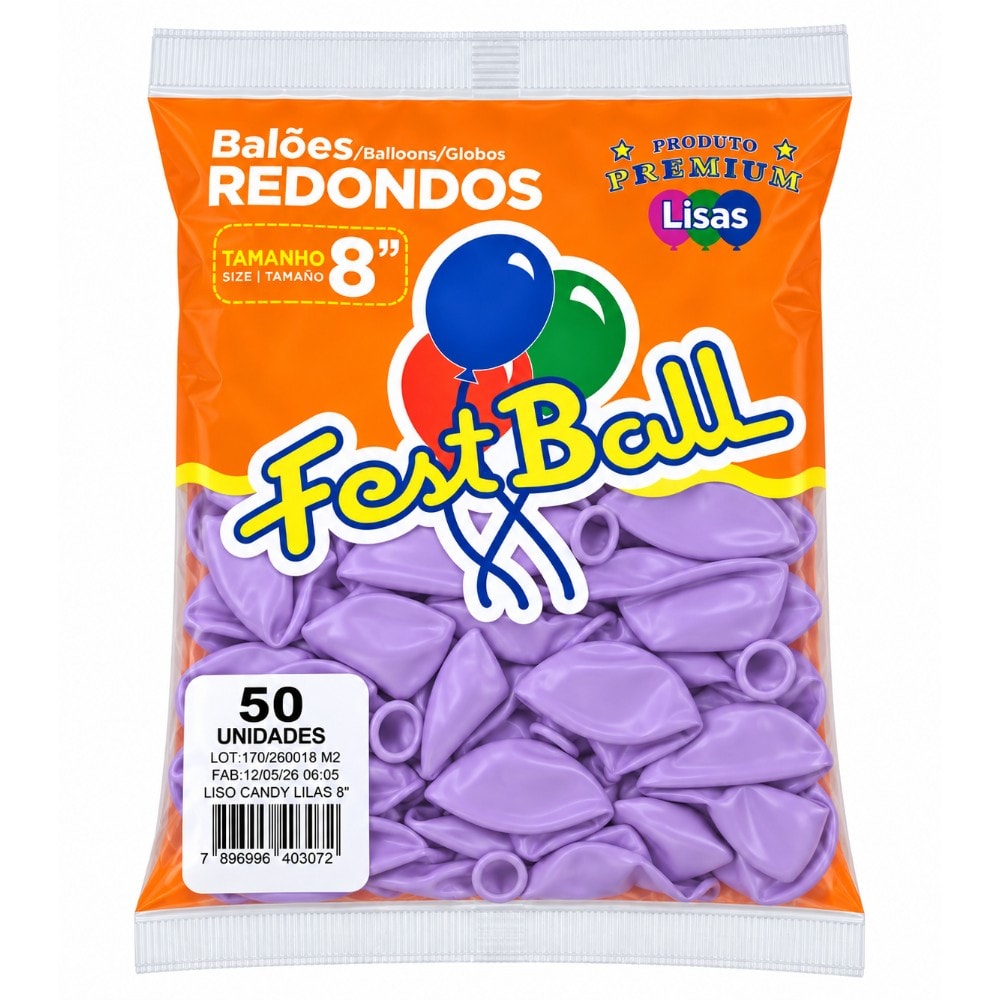 Balão Número 8 Liso C/50 Candy Lilás