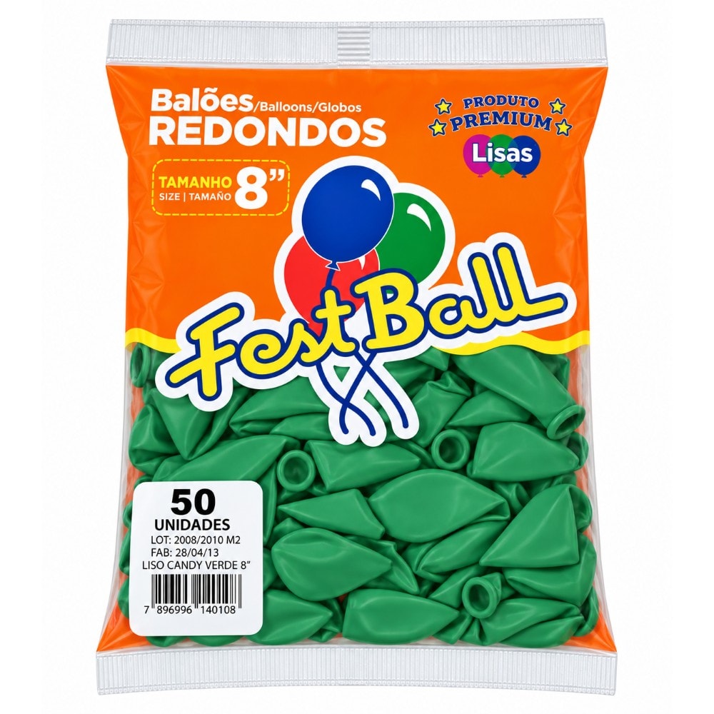 Balão Liso Número 8 C/50 Candy Verde