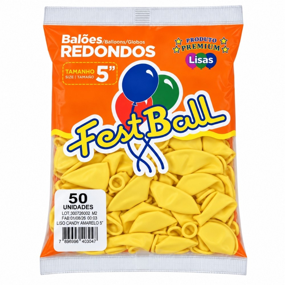 Balão Liso Número 05 C/50 Candy Amarelo