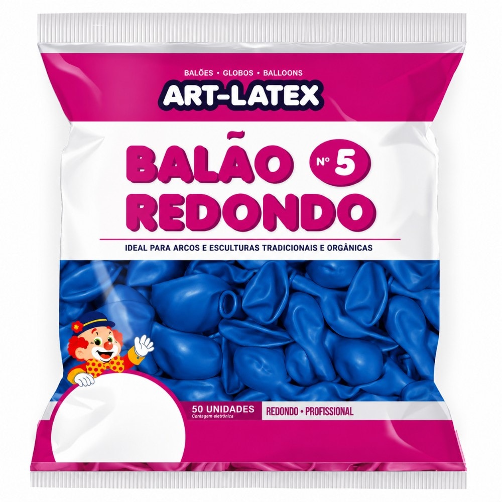 Balão Liso Número 5 C/50 Azul Escuro