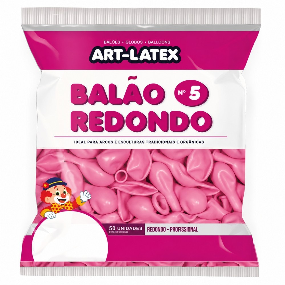 Balão Número 5 Liso C/50 Rosa