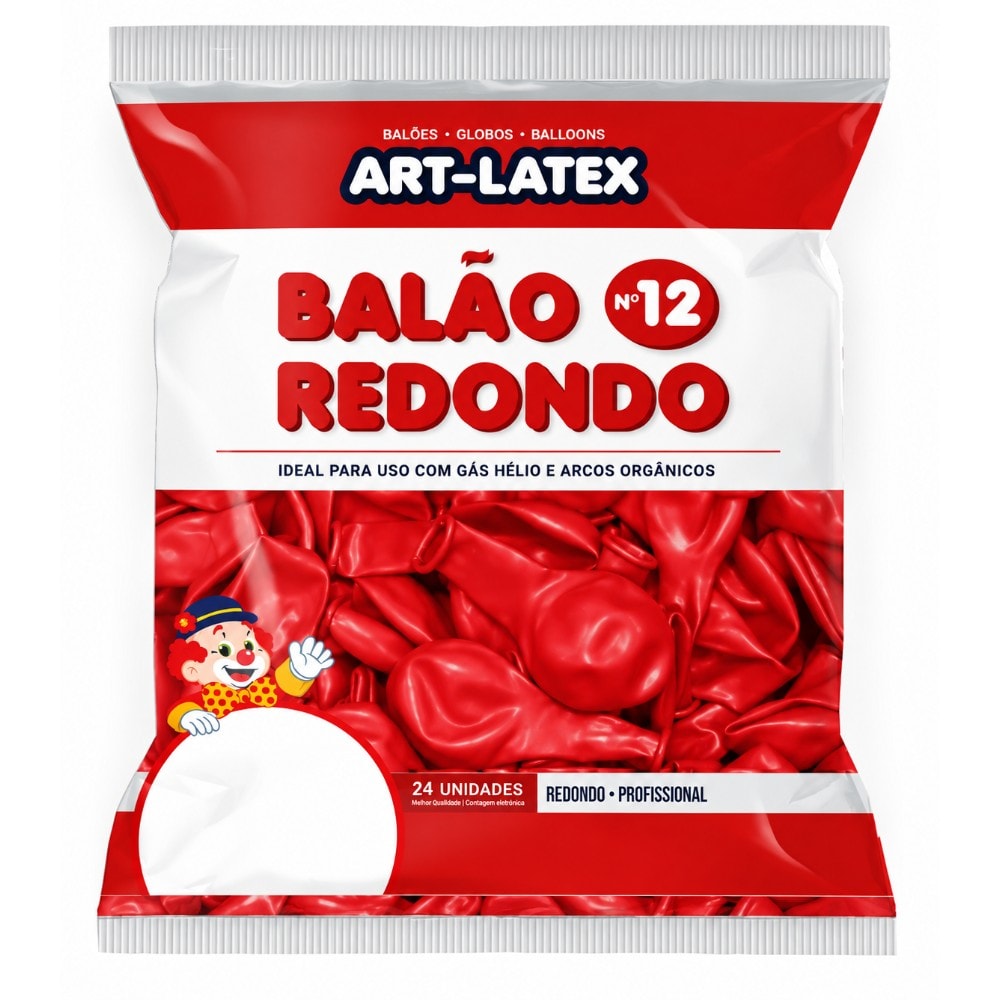 Balão Coração Número 12 Vermelho C/25