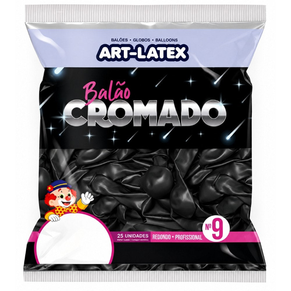 Balão Cromado Número 09 Onix C/25