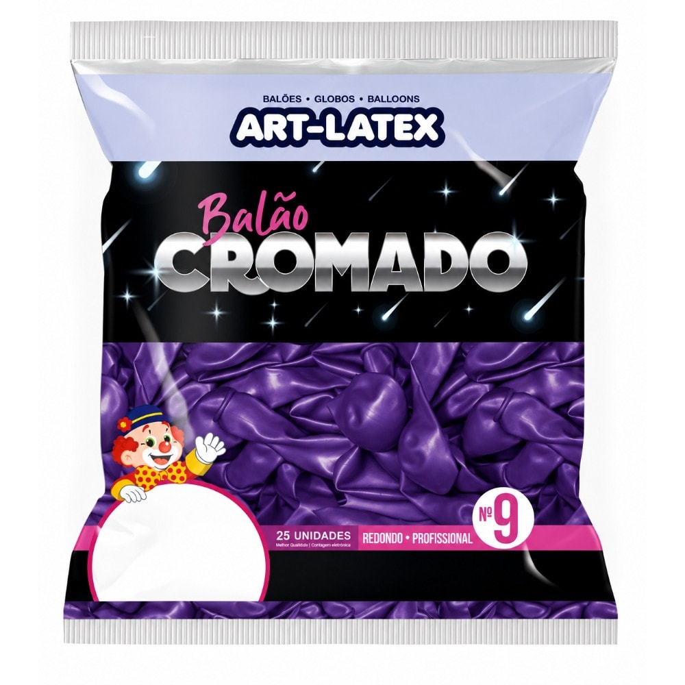 Balão Cromado Roxo Número 9 C/25