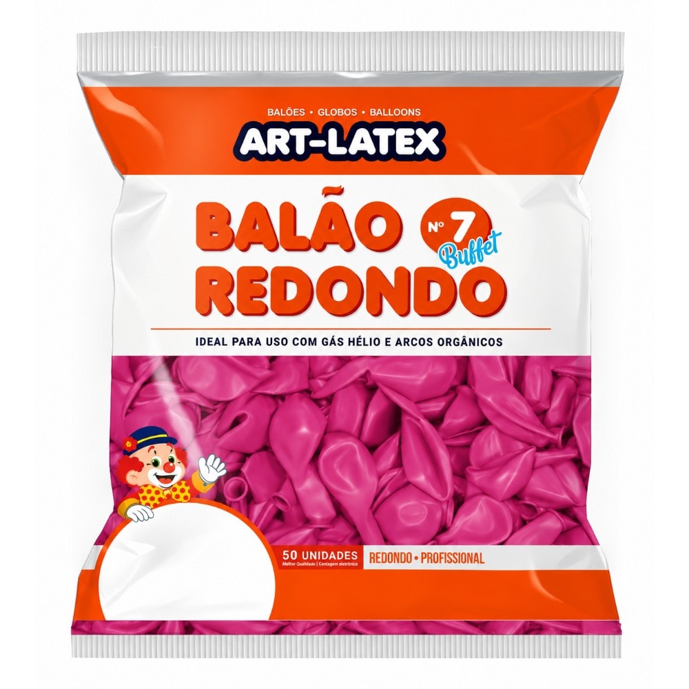 Balão Número 7 Liso Buffet C/50 Rosa Maravilha