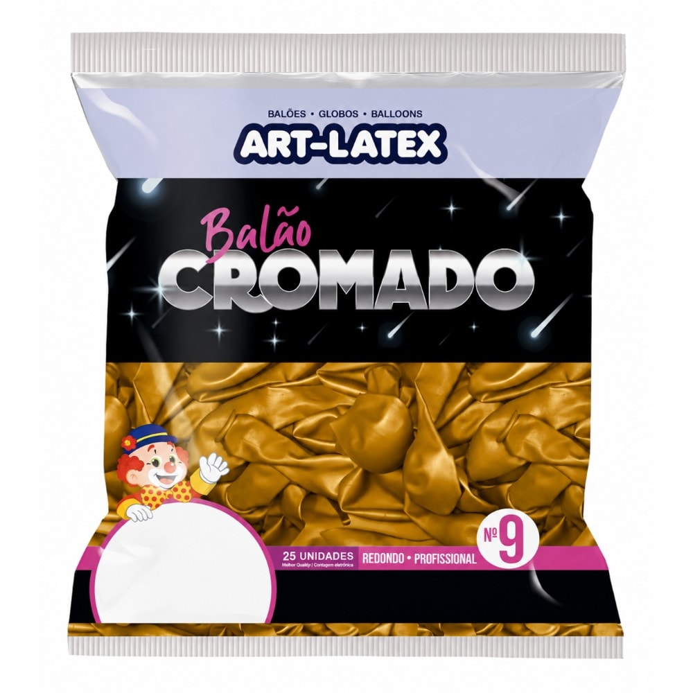 Balão Cromado Número 09 Ouro C/25