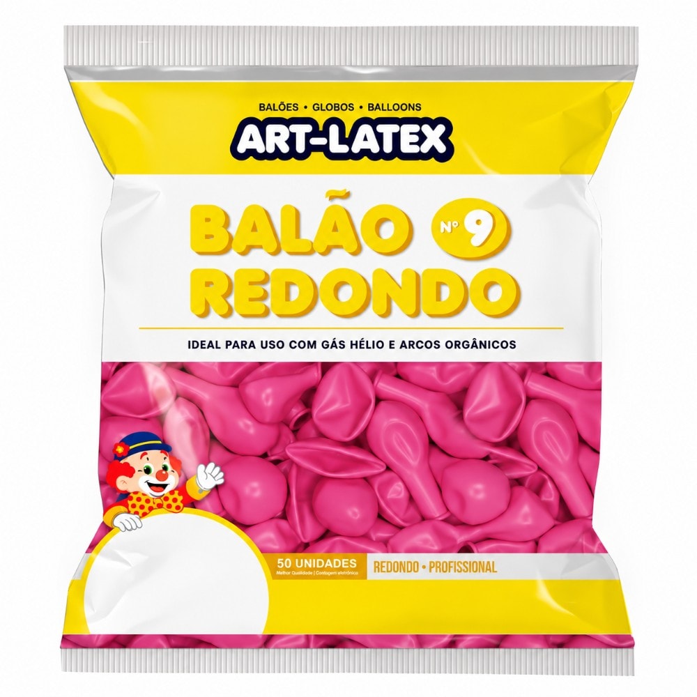 Balão Liso Rosa Maravilha Número 9 C/50