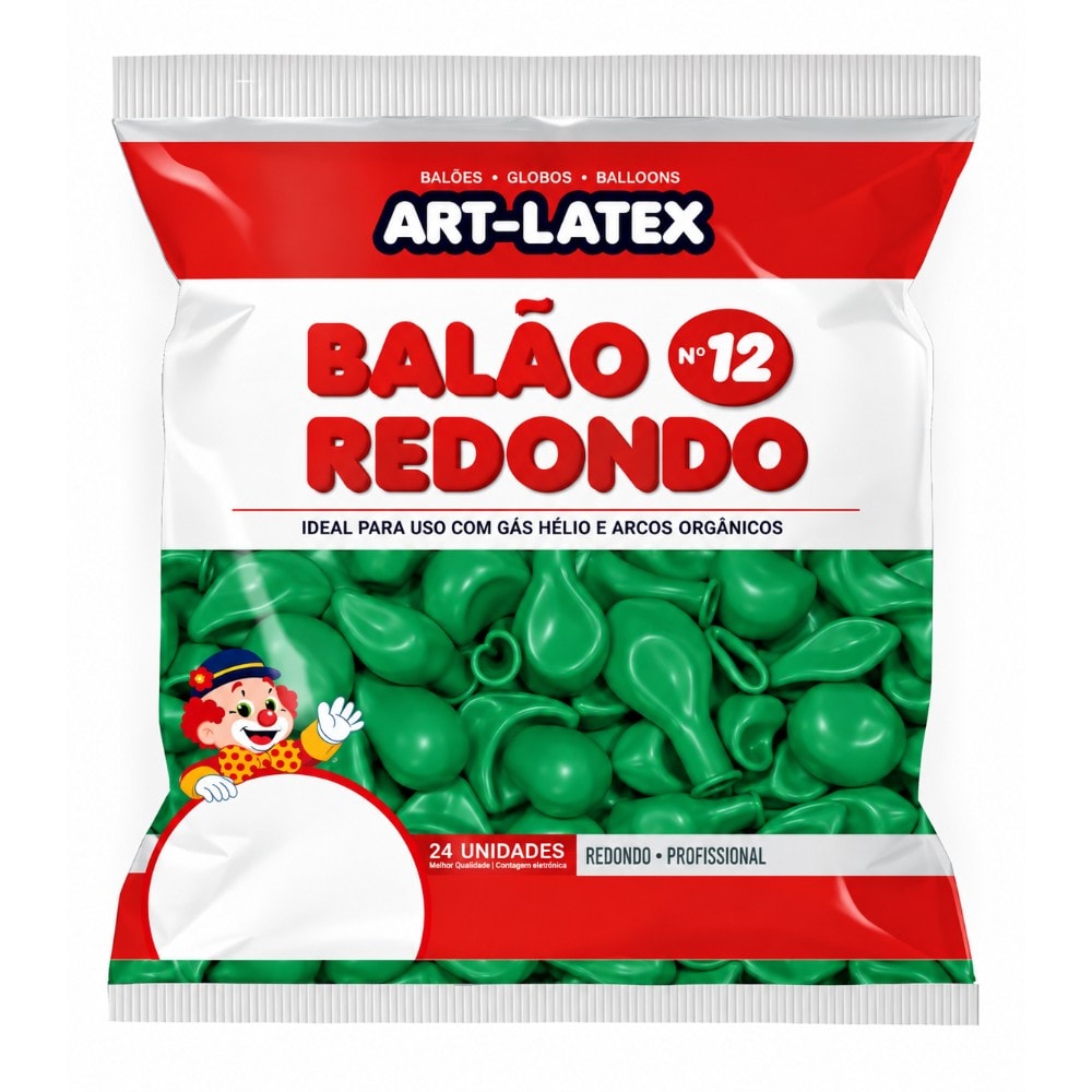 Balão Liso Número 12 Verde Relva C/24