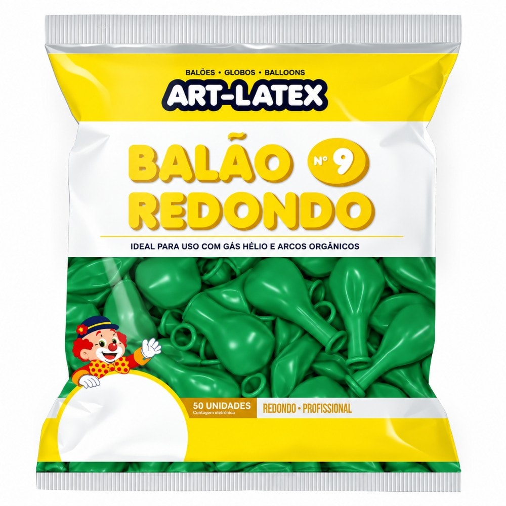 Balão Número 9 Liso C/50 Verde Relva
