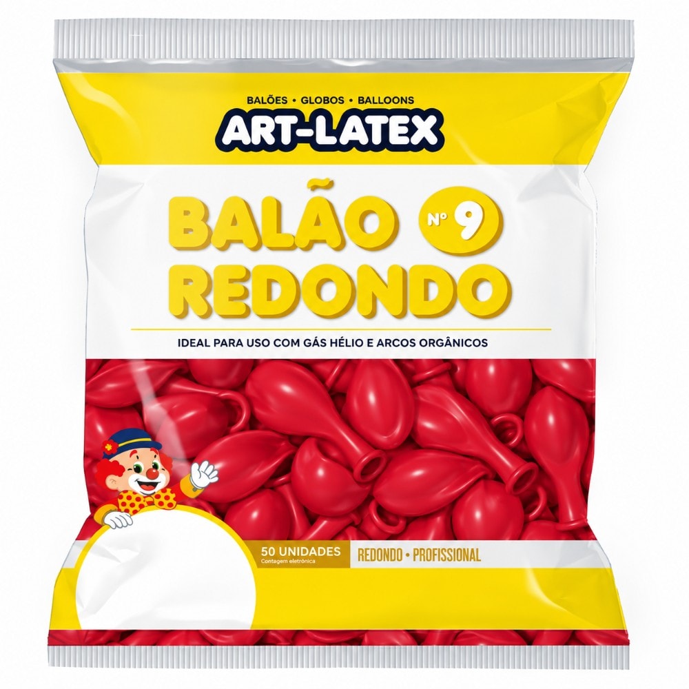 Balão Número 9 Liso C/50 Vermelho Cereja