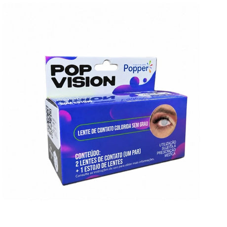 Lente de Contato Fantasia Malha Branco e Preto Popper