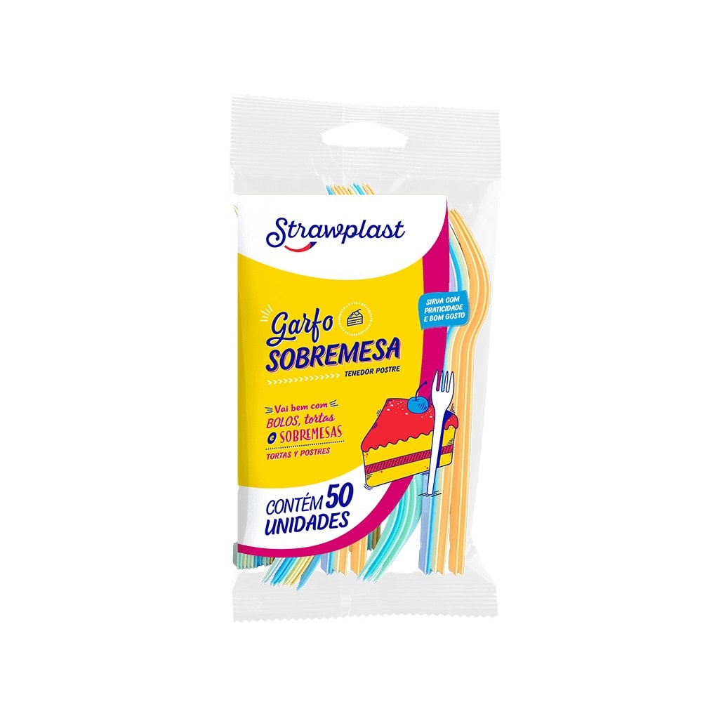 Garfo Sobremesa Misto Candy C/50 Straw