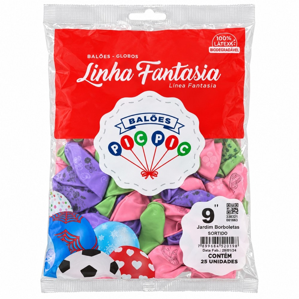Balão Decorativo 9" Jardim Borboletas C/25