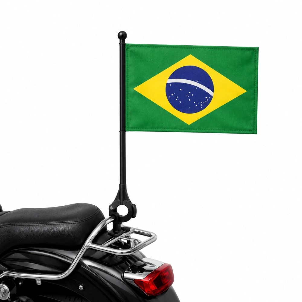 Bandeira do Brasil de Tecido C/ Haste Moto