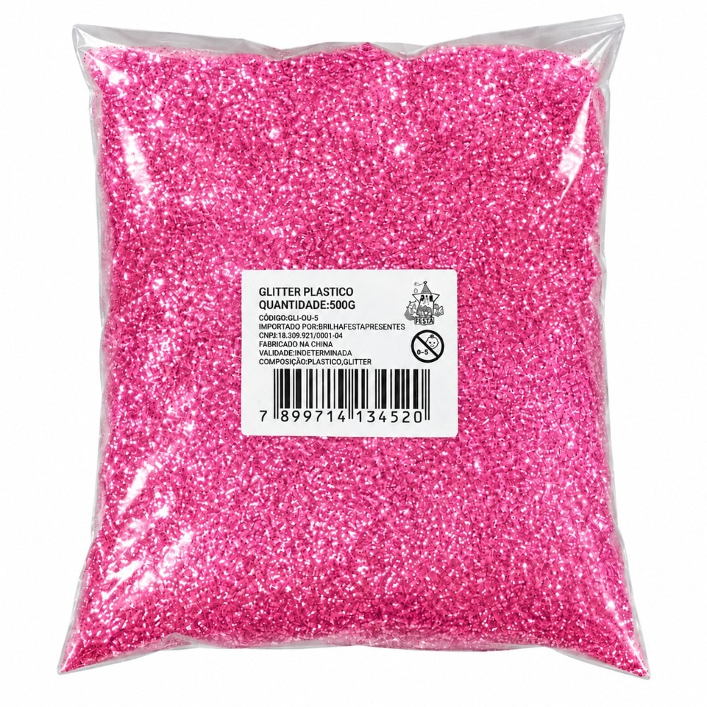 Glitter Pvc Fino 500G Nacarado Rosa