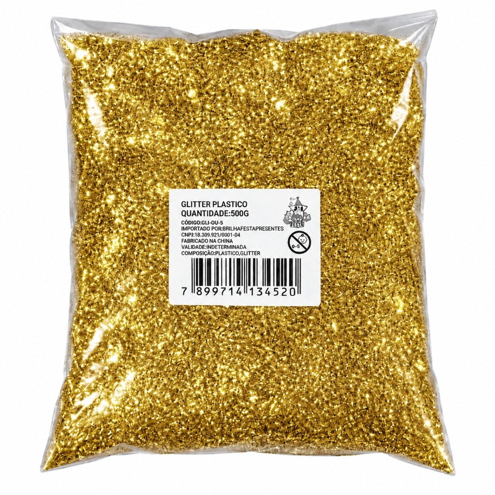 Glitter Pvc Fino 500G Met Ouro