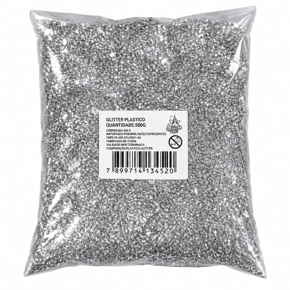 Glitter Pvc Fino 500G Met Prata