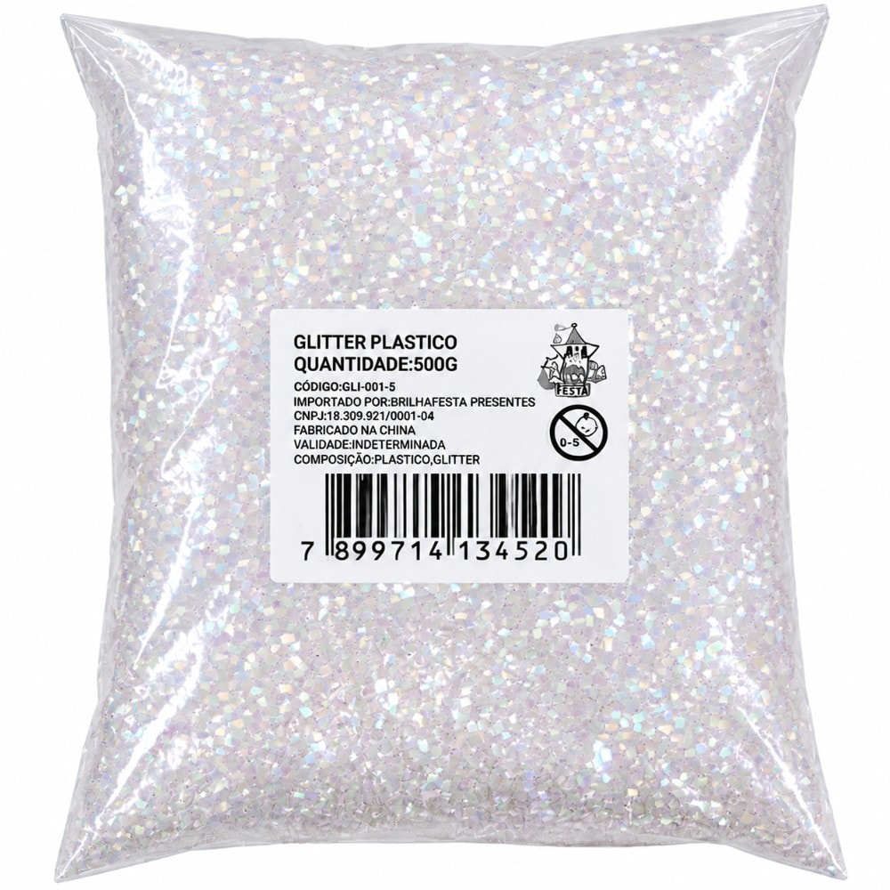 Glitter Pvc Fino 500G Met Branco Nacarado