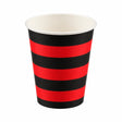 Copo Papel 250Ml Listrado Preto/Vermelho C/10