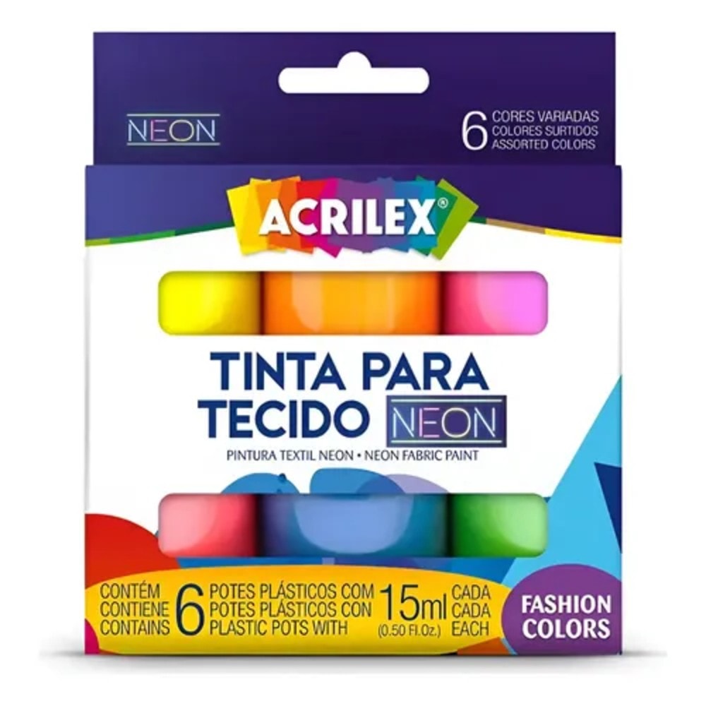 Tinta Tecido Fluor 15Ml Conj/6Cores 000