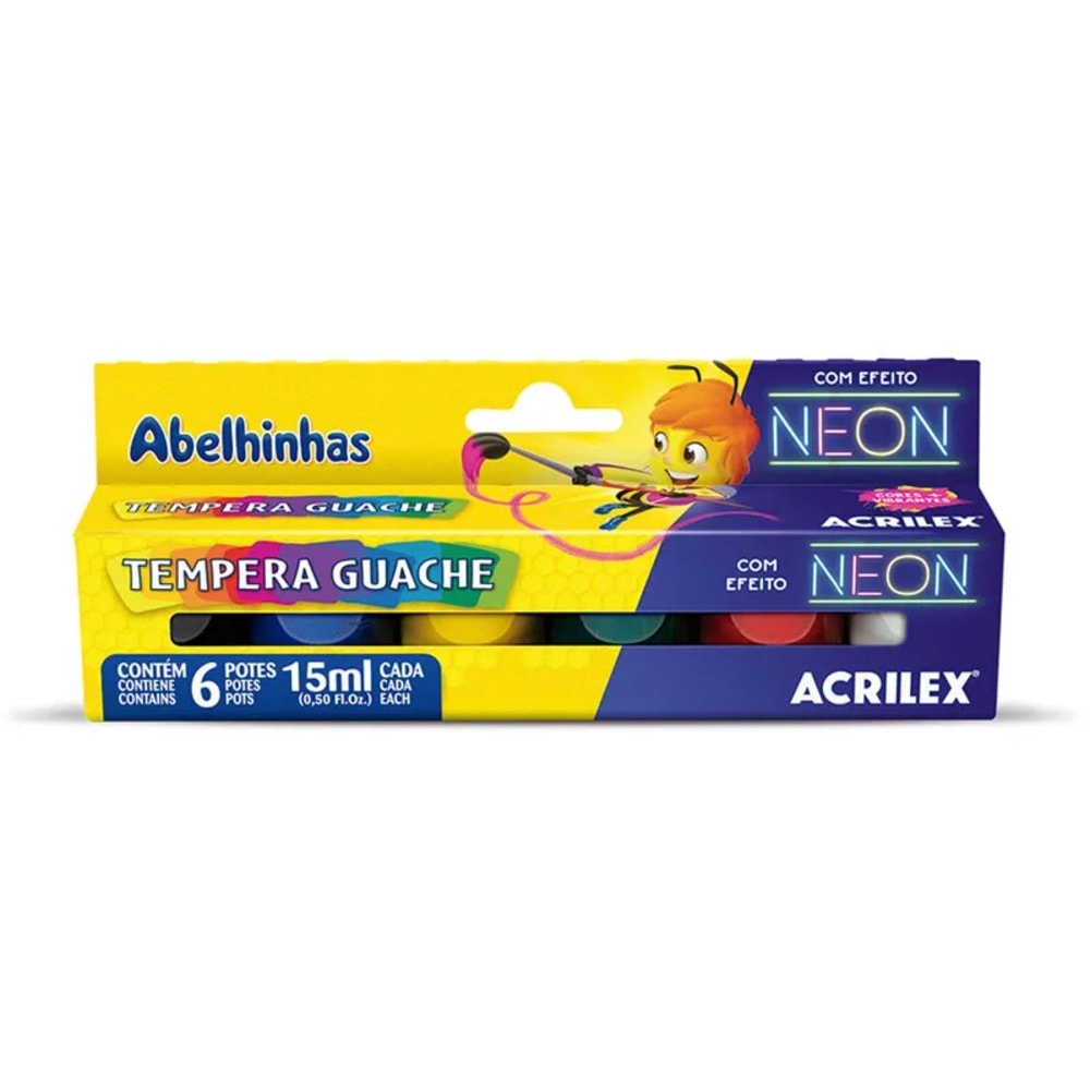 Tinta Guache C/6 Cores Neon 6X15G