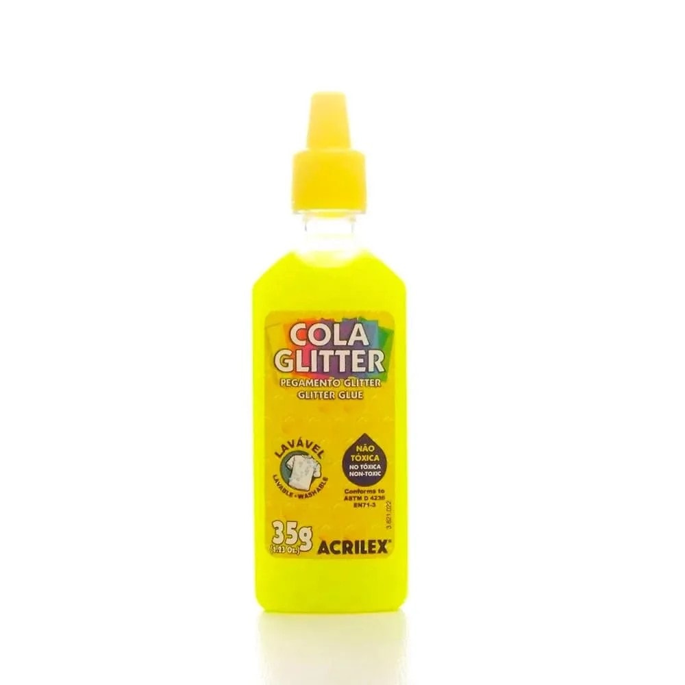 Cola Glitter 35g Amarelo Limão