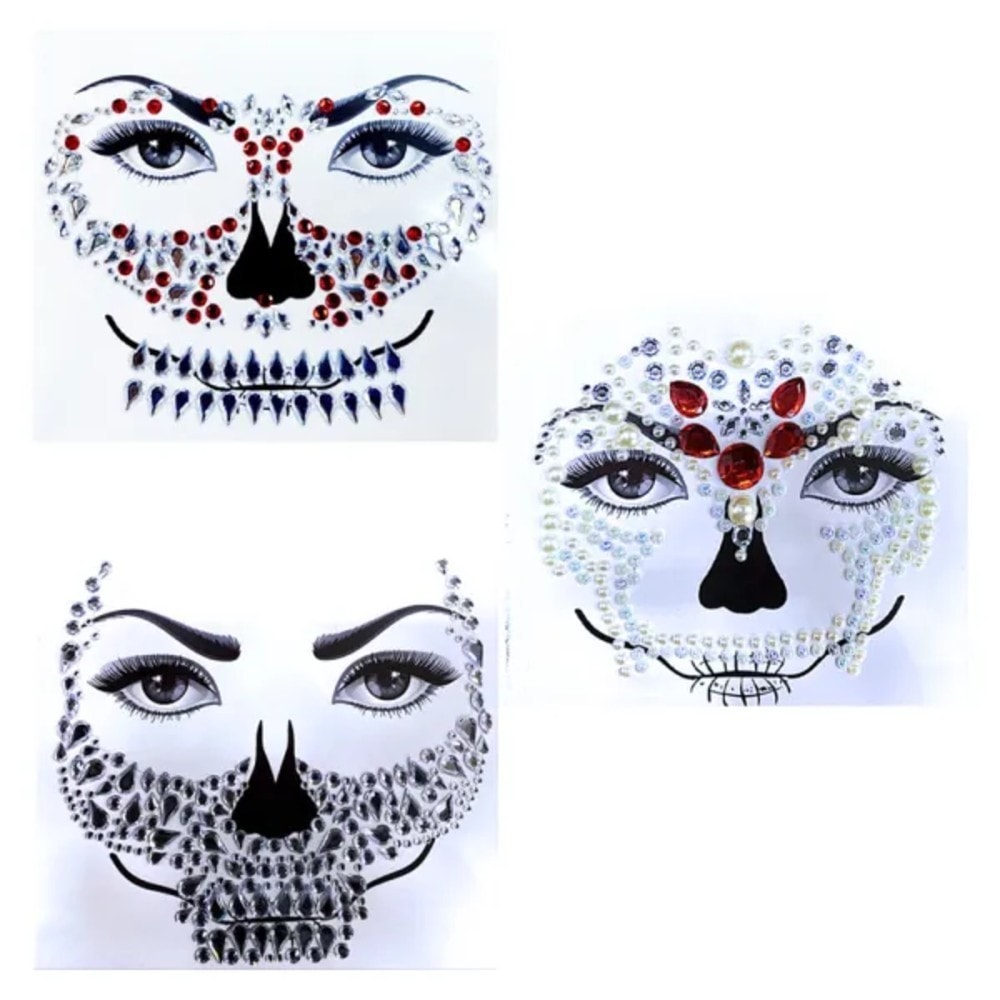 Adesivo de Rosto Halloween Caveira