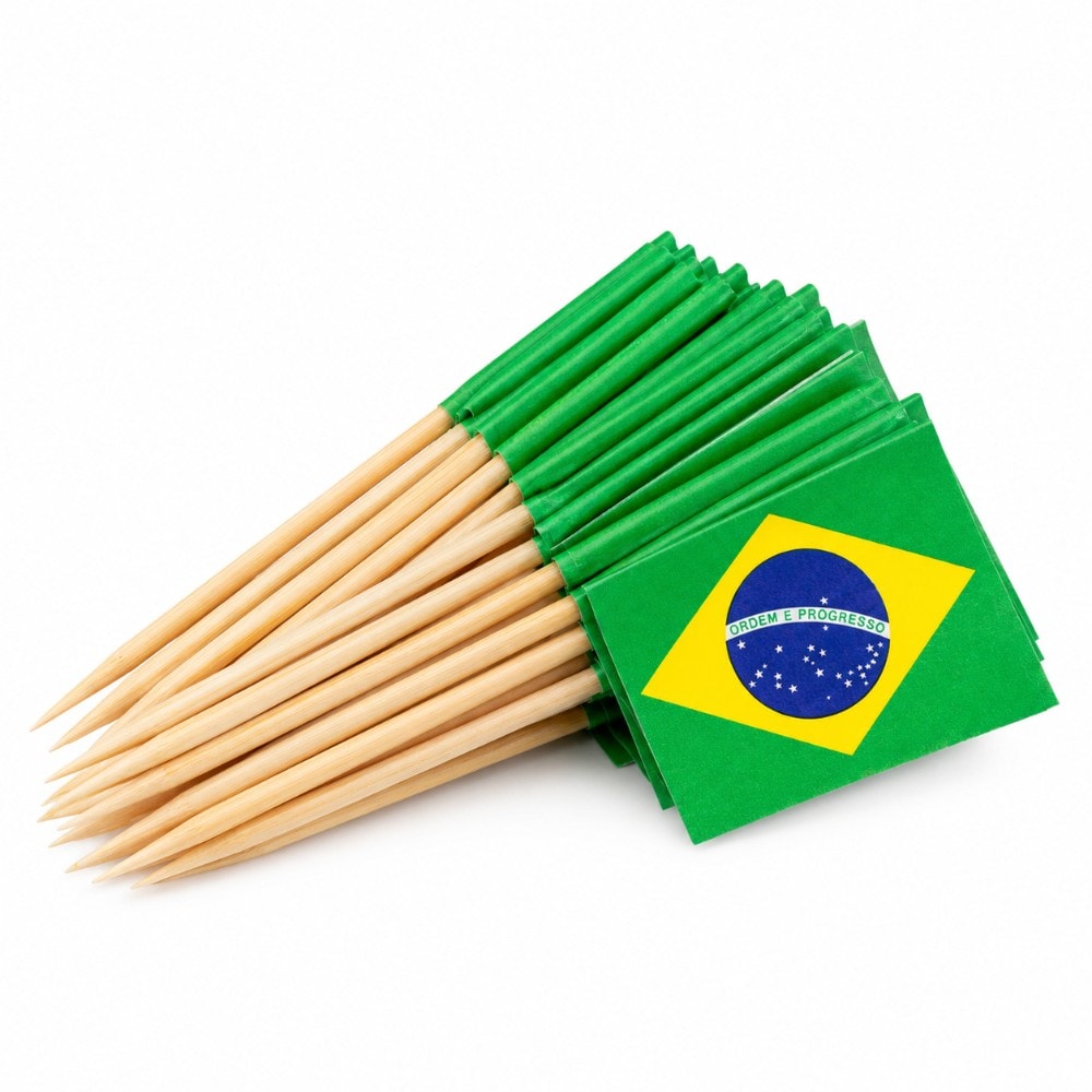 Palito Decorativo Bandeira do Brasil C/25