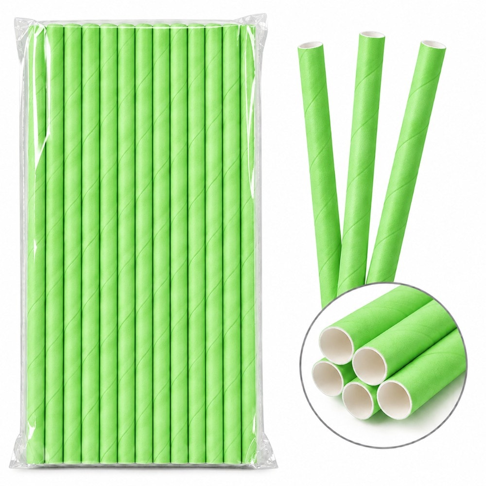 Canudo Papel Macaron Verde C/12