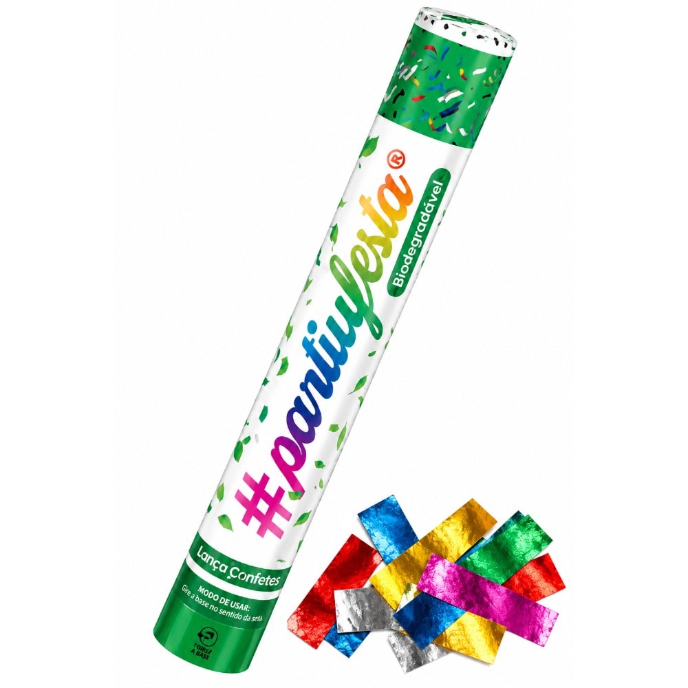Lanca Confete Papel Bio Colorido 30Cm