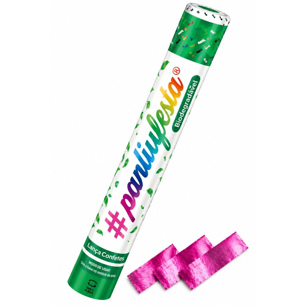Lanca Confete Papel Bio Rosa Cetim 30Cm