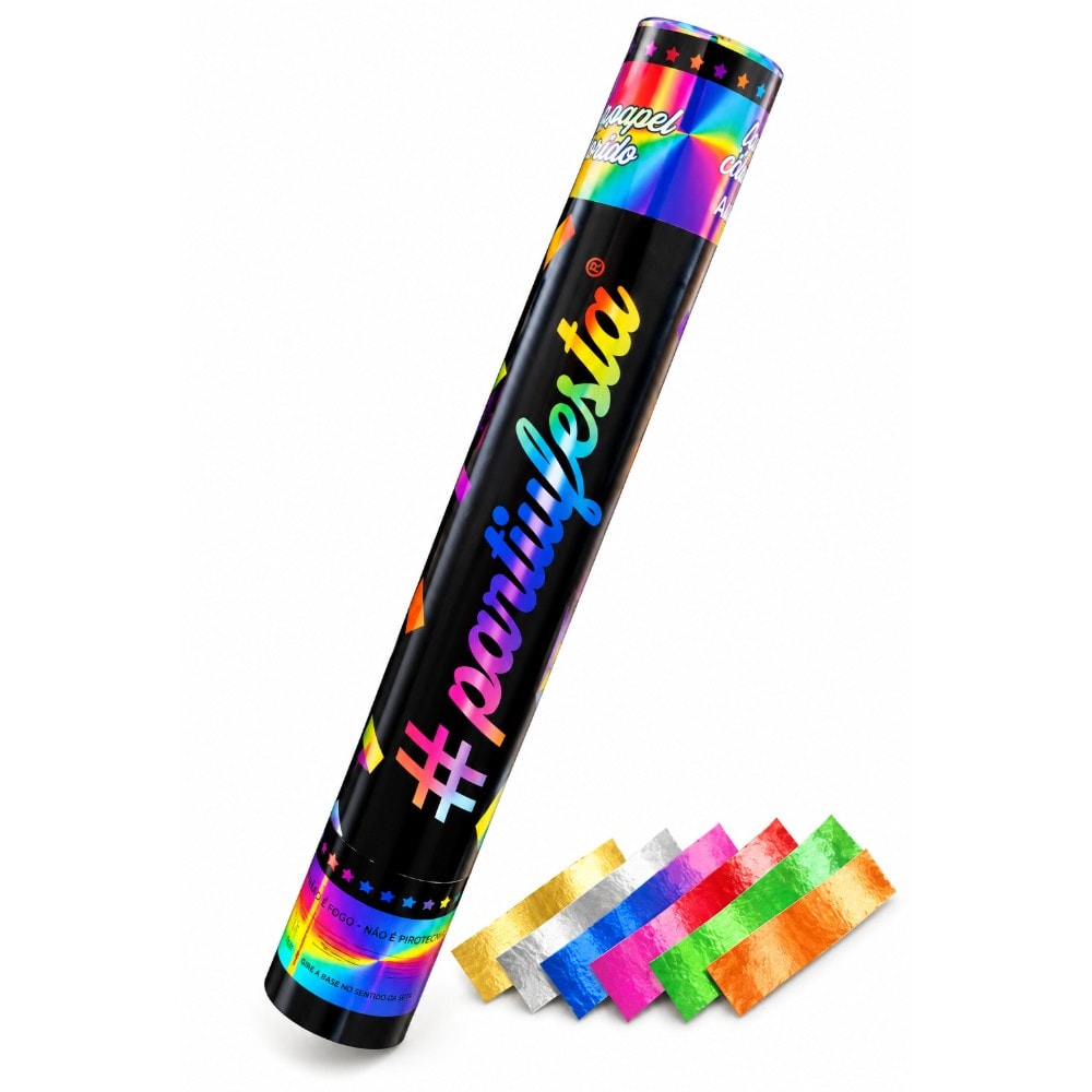 Lanca Confete Redondo Metalizado Colorido 30Cm