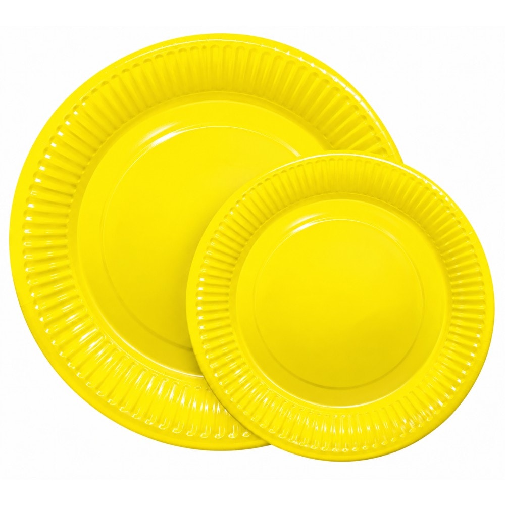 Prato Papel 18Cm Amarelo C/10