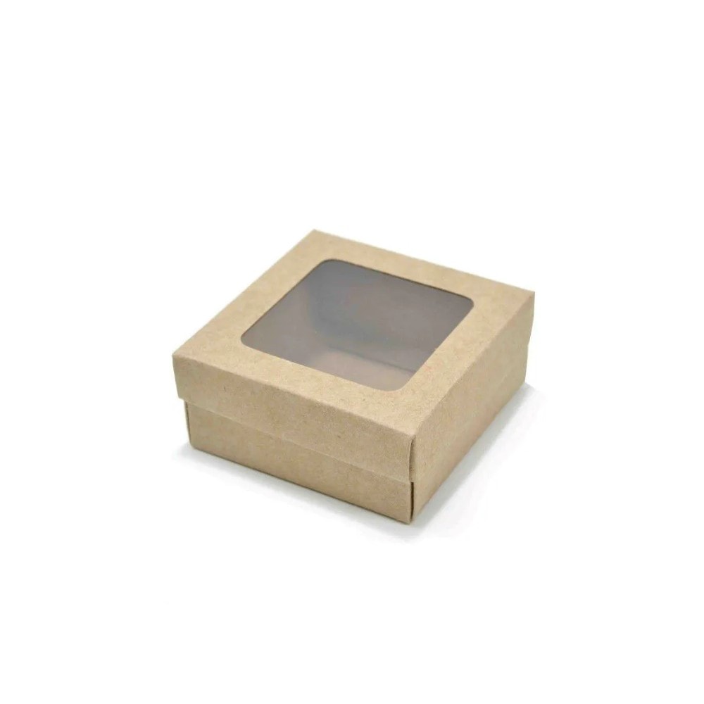 Caixa Papel Kraft Visor 9X9X3,5 C/10