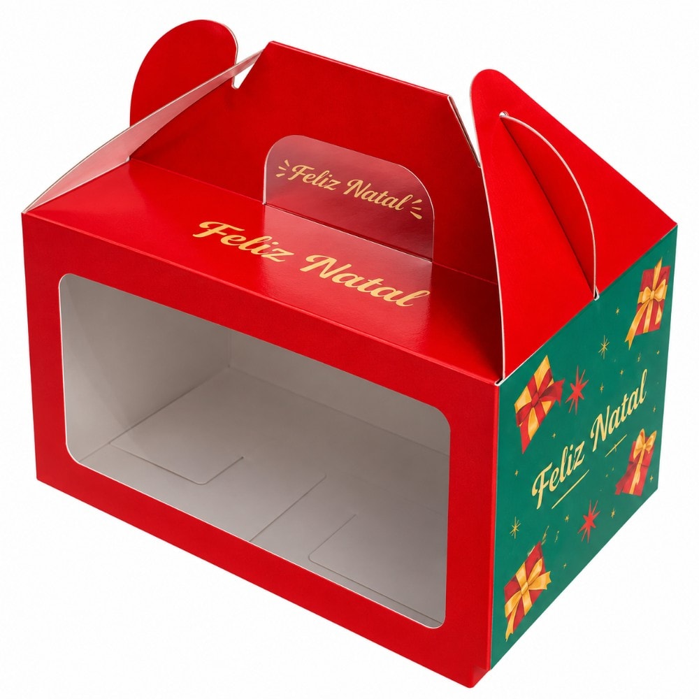 Maleta Papel Natal Visor 15X10X9Cm