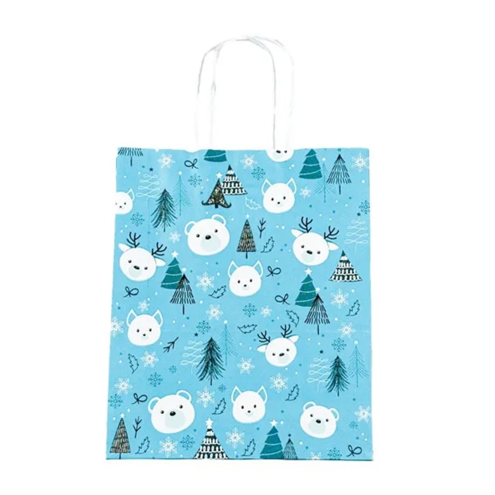 Sacola Kraft Natal Azul 23,5X10X31,5