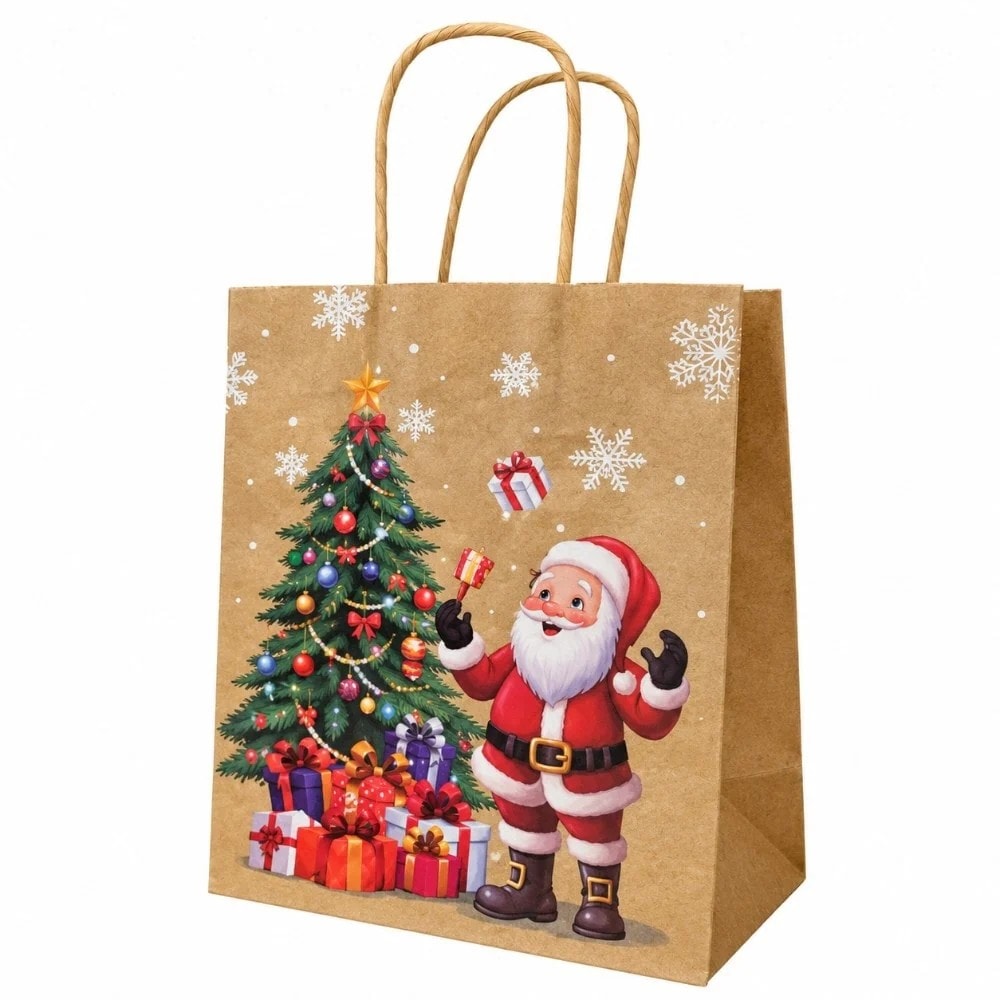 Sacola Kraft 18.5X25X9.5 Feliz Natal