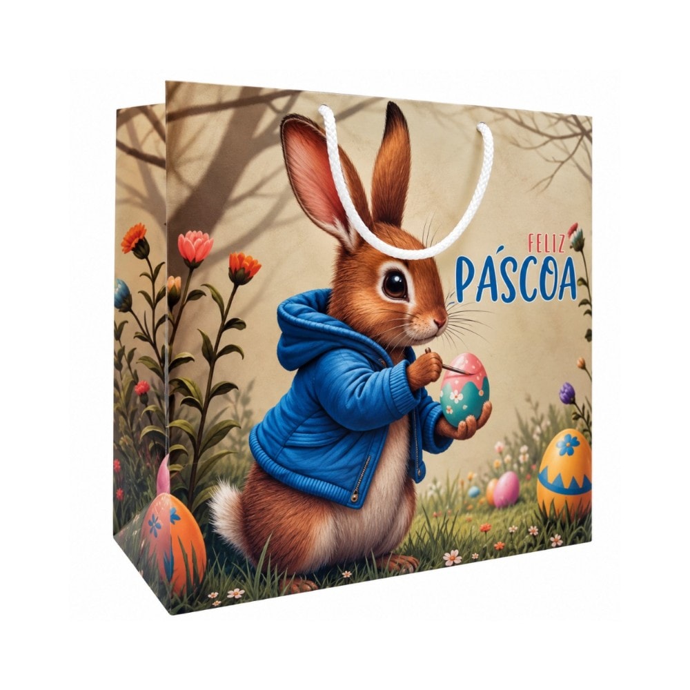 Sacola Papel 31X30X15Cm Pascoa Ovos