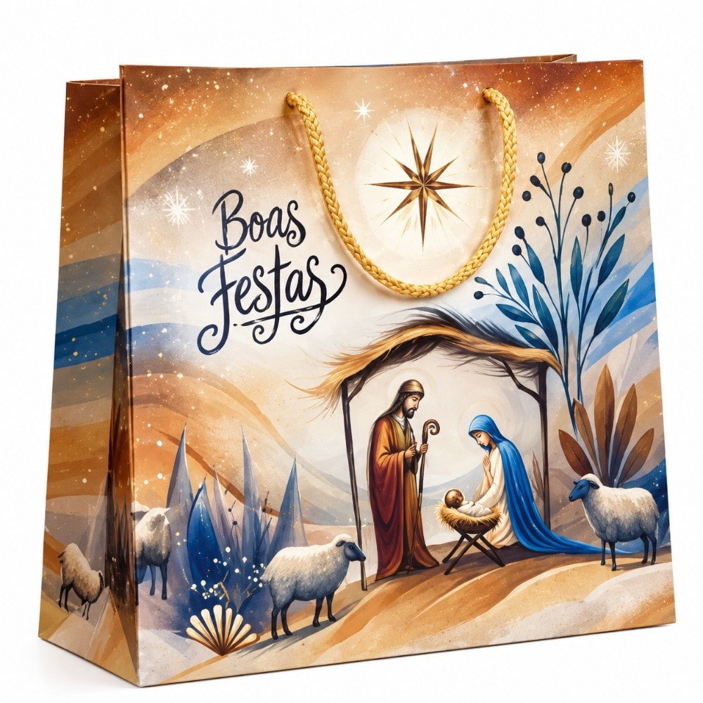 Sacola Papel M 32X26X12Cm Natal