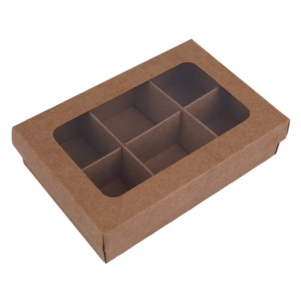 Caixa 6 Doces C/ Visor Kraft