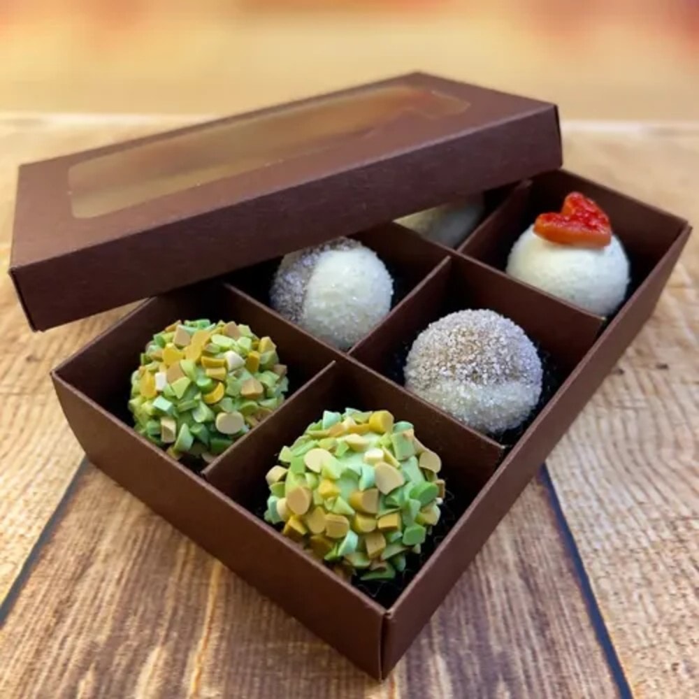 Caixa 6 Doces C/ Visor Marrom